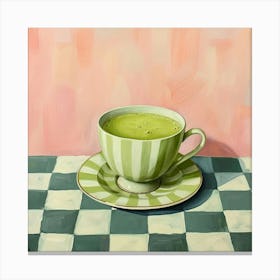 Matcha Latte Checkerboard Background 3 Canvas Print
