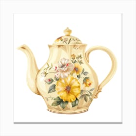 Teapot Porcelain Ceramic Floral Canvas Print