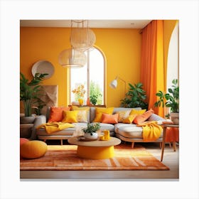Orange Living Room Canvas Print