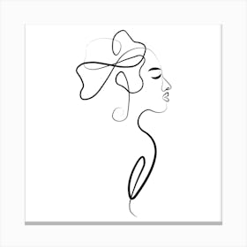 Abstract Line Woman Wearing A Hair Bow Canvas Print