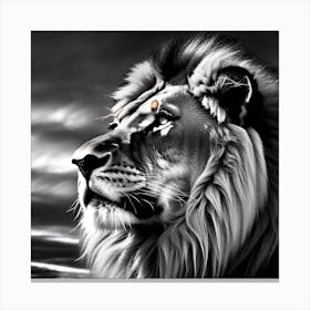 Lion In Black And White 2 Canvas Print