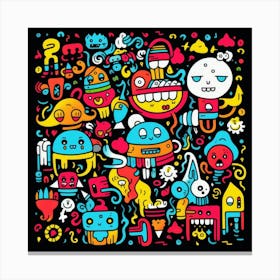 Doodle Monsters Canvas Print