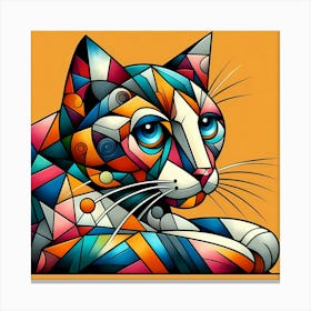 Geometric Cat in Picasso style cubism, Painting Art Toile