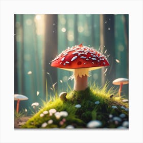 Mushroom In The Forest Canvas Print