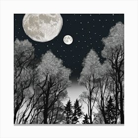 Moon And Forest . Canvas Print