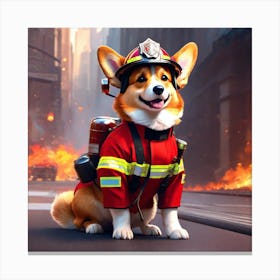 Corgi Firefighter 2 Canvas Print