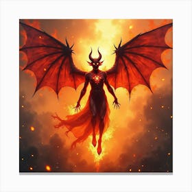 Demon Soul In A Watercolor Fiery Storm Of Vibrant Energy 1 Canvas Print