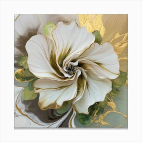 Gold And White Flower 1 Canvas Print