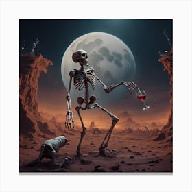 Skeleton On The Moon Canvas Print