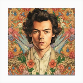 Harry Styles Kitsch Portait 1 Square Canvas Print