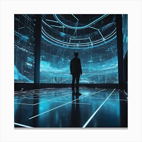 Futuristic Man In Futuristic Room Canvas Print