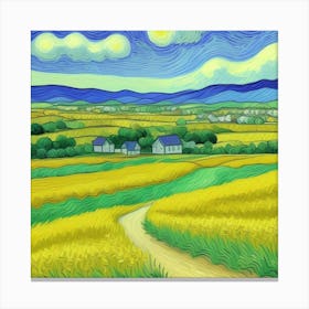 Quiet Homestead Tranquility in the Countryside Field Of Wheat Canvas Print