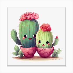 Kawaii Cactus 5 Canvas Print