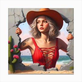 Cactus Girl Canvas Print