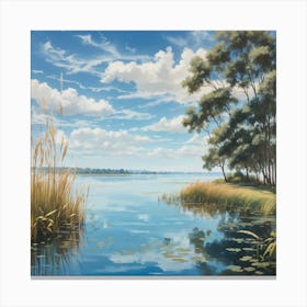 Dreamshaper V7 A Tranquil Lakeside Scene Where The Azure Water 2 Canvas Print