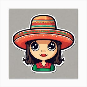 Mexican Girl In Sombrena Canvas Print