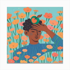 Illustration Of A Woman In Flowers Canvas Print