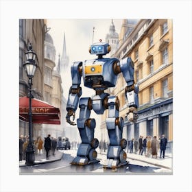 Robot On The Street 50 Canvas Print