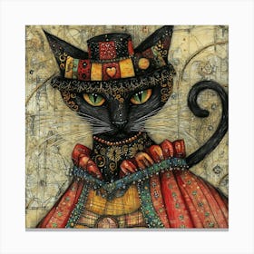 a Dark Cabaret Cat - 4 Canvas Print