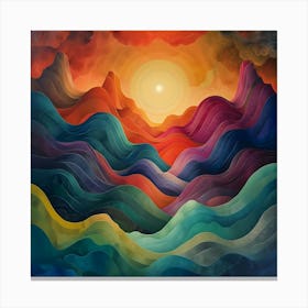 Sunrise Over The Mountains, Pop Surrealism, Lowbrow Canvas Print