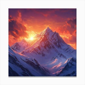 Dynamic Mountain Sunset Landscape 6 Canvas Print