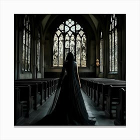 Gothic Woman In A Church Canvas Print