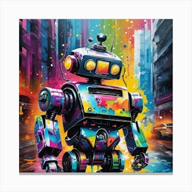 Robot On The Street Canvas Print