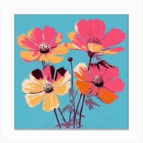 Andy Warhol Style Pop Art Flowers Cosmos 2 Square Canvas Print