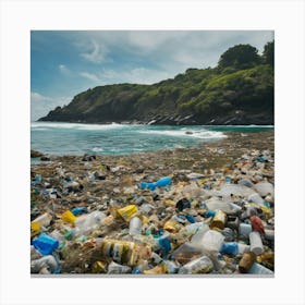 Plastic Waste On The Beach 3 Canvas Print