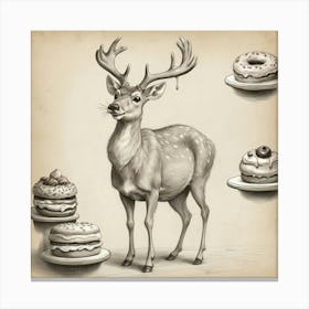 Deer With Donuts Canvas Print