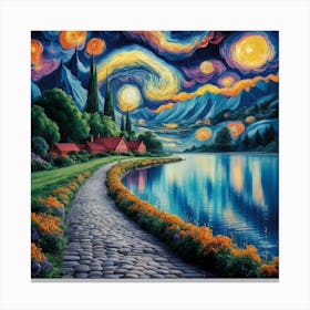 Dreamscape Pathway A Vibrant Landscape Inspired By Van Gogh (6) Canvas Print