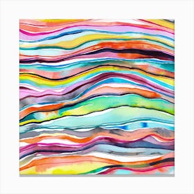 Mineral Layers Watercolor Colorful Square Canvas Print