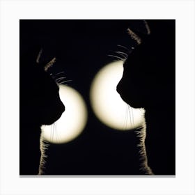 Two Cats Looking At The Moon Canvas Print