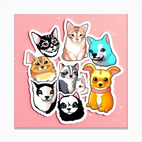 Cute Cat Stickers,Illustration of Pets Suitable for Stickers Canvas Print