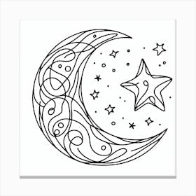 Moon and stars Picasso style 2 Canvas Print