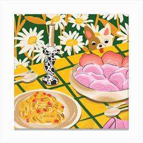 Food & Dog Square Canvas Print