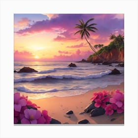 Sunset At The Beach Canvas Print