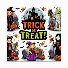 Happy halloween Illustration Spooky Horror devi background12 (2) Canvas Print