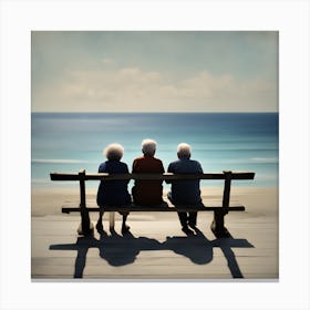 Elderly Couple Sitting On A Bench Canvas Print