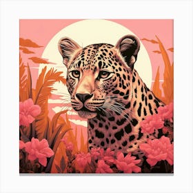 Leopard 3 Pink Jungle Animal Portrait Canvas Print