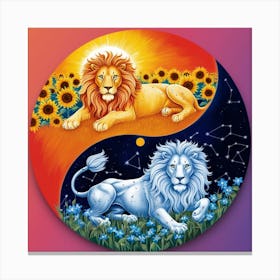 Lions And Sunflowers Canvas Print