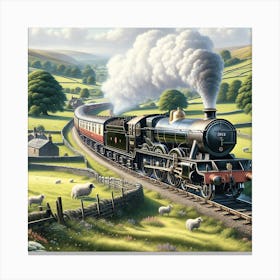 English Countryside Vintage Ai Canvas Print