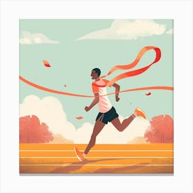 Running Man With Orange Ribbon Canvas Print