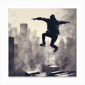 Skateboarder In The City Canvas Print