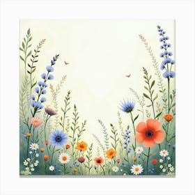 Ethereal Watercolor Glade With Enchanted Wildflowers 1 Canvas Print