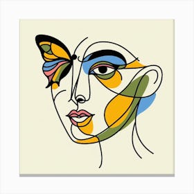 A Woman and a Butterfly: A Modern Cubist Art Print Canvas Print