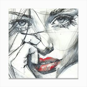 Portrait Of A Woman Hand Drawn Sketch 1 Canvas Print