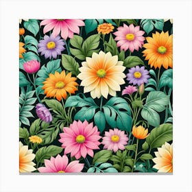 Seamless Floral Pattern 2 Canvas Print