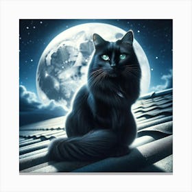 Moonlit Majesty Wall Print Art A Captivating Depiction Of A Black Cat Under The Moonlight, Perfect For Adding A Touch Of Mystery And Elegance To Any Cat Lover S Space Canvas Print