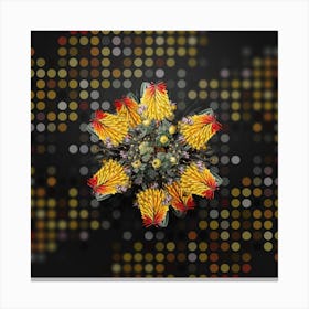 Vintage Tansy Leaved Hawthorn Floral Wreath on Dot Bokeh Pattern n.0011 Canvas Print